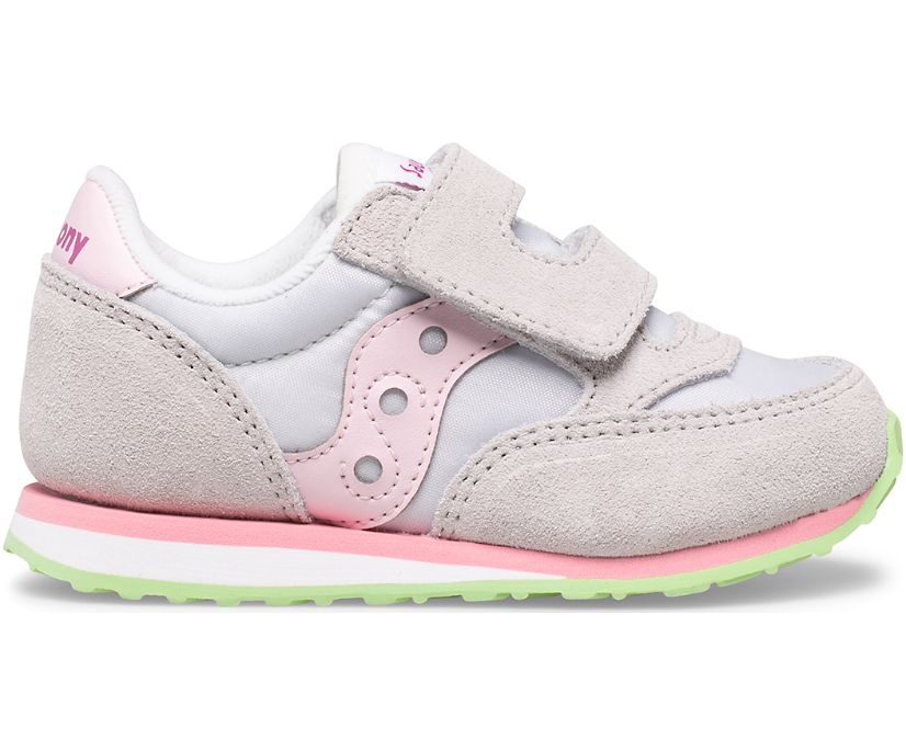 Saucony Baby Jazz Hook & Loop Kids\' Sneakers Grey / Pink / Green | Canada 703QMAZ